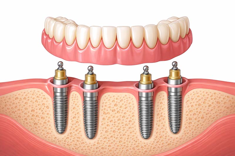 multi-implant-denture single implant